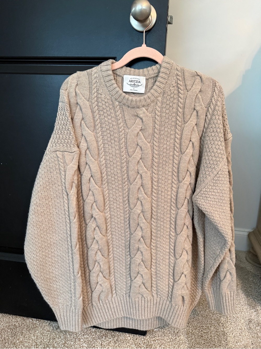 Aritzia Women’s Cable-Knit Crewneck Sweater in Beige